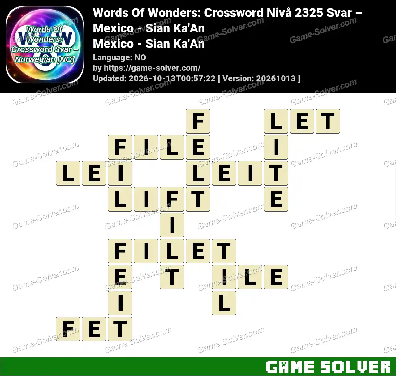 Words Of Wonders: Crossword Nivå 2325 Svar – Mexico – Sian Ka’An